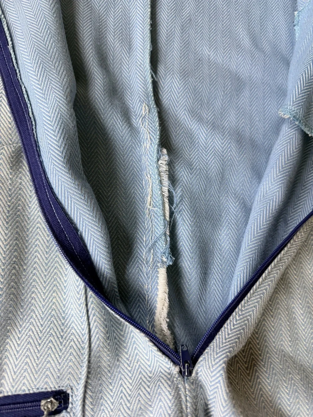 VTG 70s Penny Pockets boy Childrens Romper Jumpsuit Blue Herringbone Knit Shorts